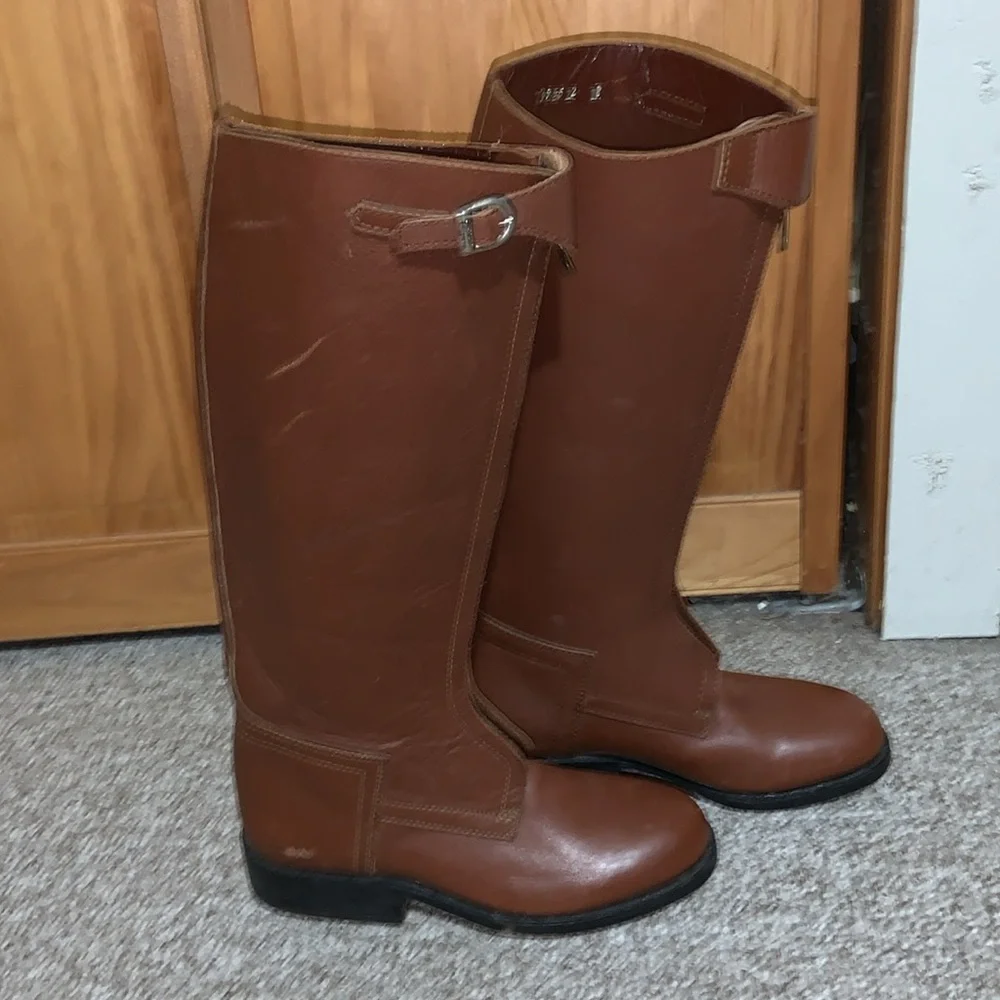 American made polo player boots ladies size 9 1/2-10 Regular calf saddle brown